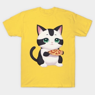 Cute Cat Eating a Pizza T-Shirt